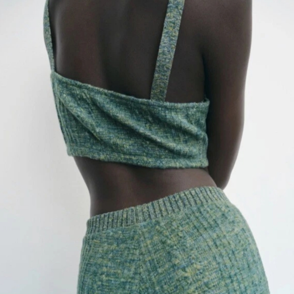 Zara Green Ribbed Knit Bralette Coord Set (Bralette ONLY) Size Medium NWT - Picture 5 of 10